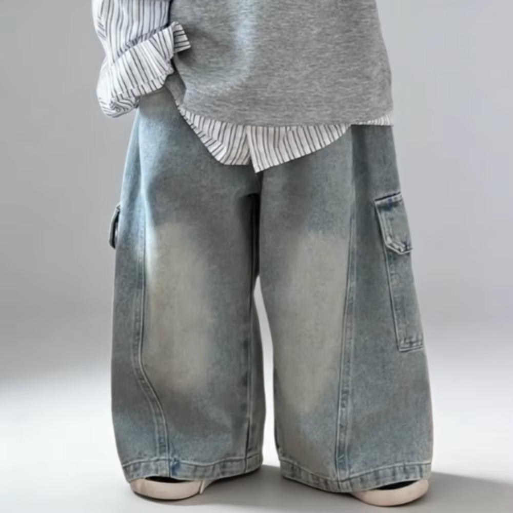 Pantalones cargo de mezclilla para niño – Jeans anchos cómodos - imagen 2
