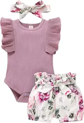 Ropa de verano para bebé: mono sin mangas y pantalón corto lazo