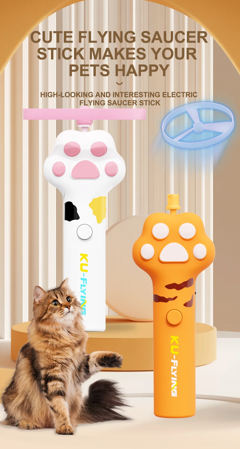 Mini pistola lanzadiscos para gatos en uso