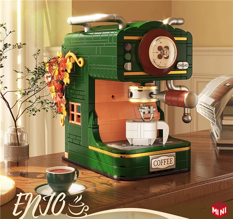 Máquina de café de bloques en diferentes vistas