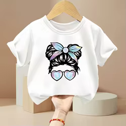 Camiseta de verano manga corta para niña con estampado