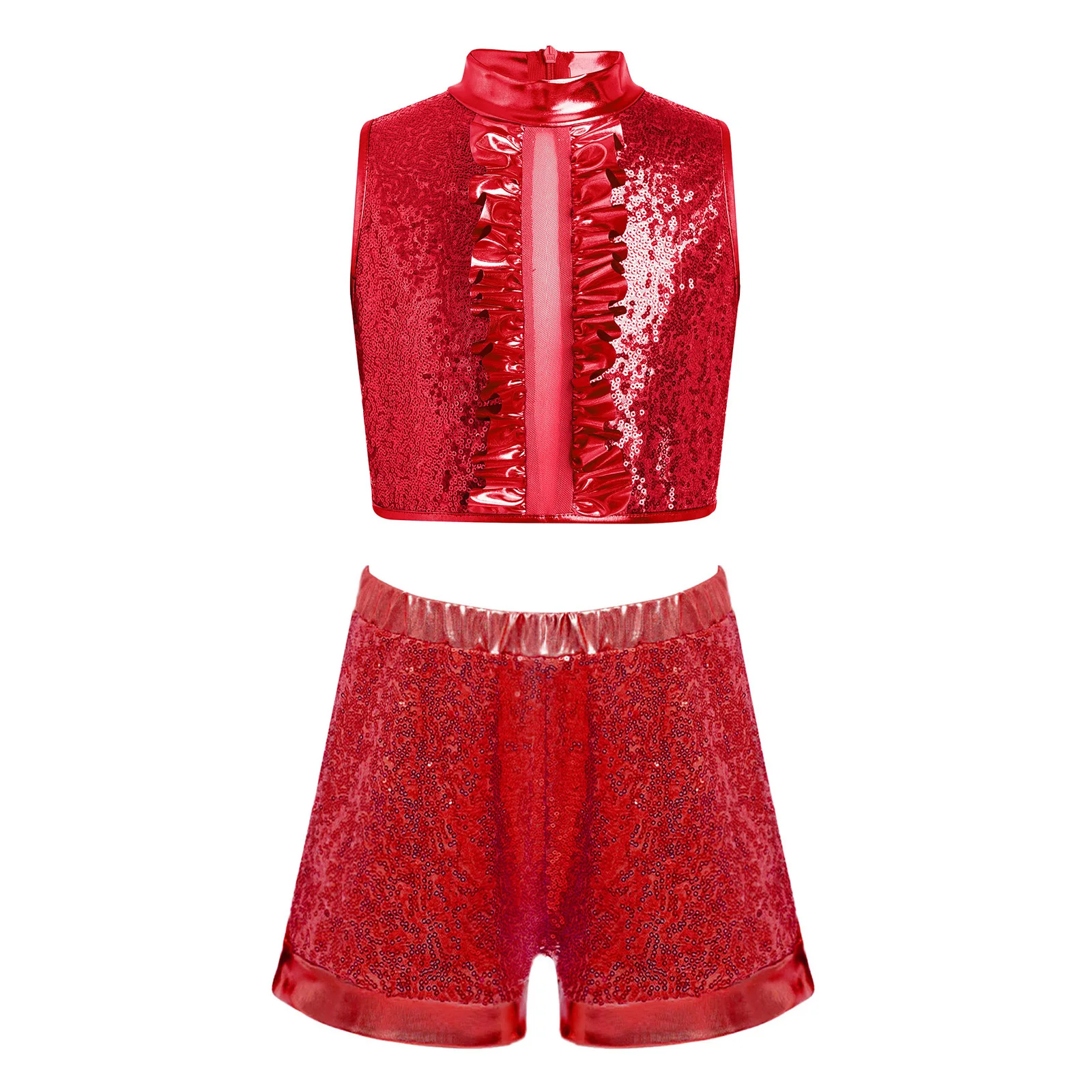 Conjunto baile jazz con lentejuelas para niñas – top y pantalón corto - imagen 3