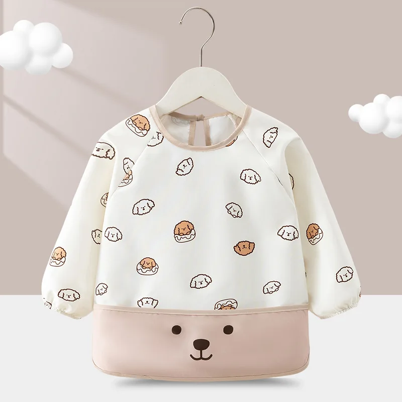 Baberos impermeables de recién nacido con manga larga tipo blusa - imagen 4