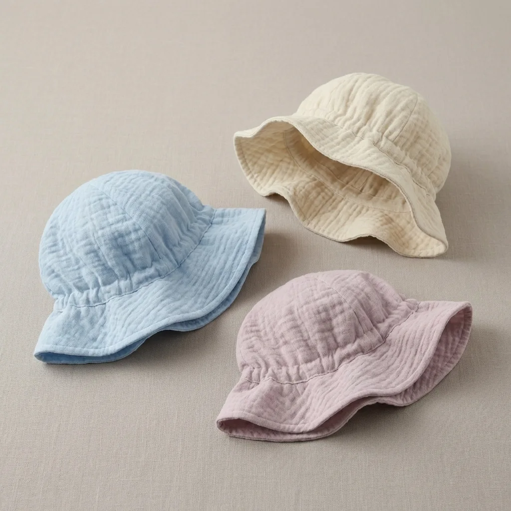 Gorra Panamá de muselina para bebés y niños, algodón suave - imagen 3