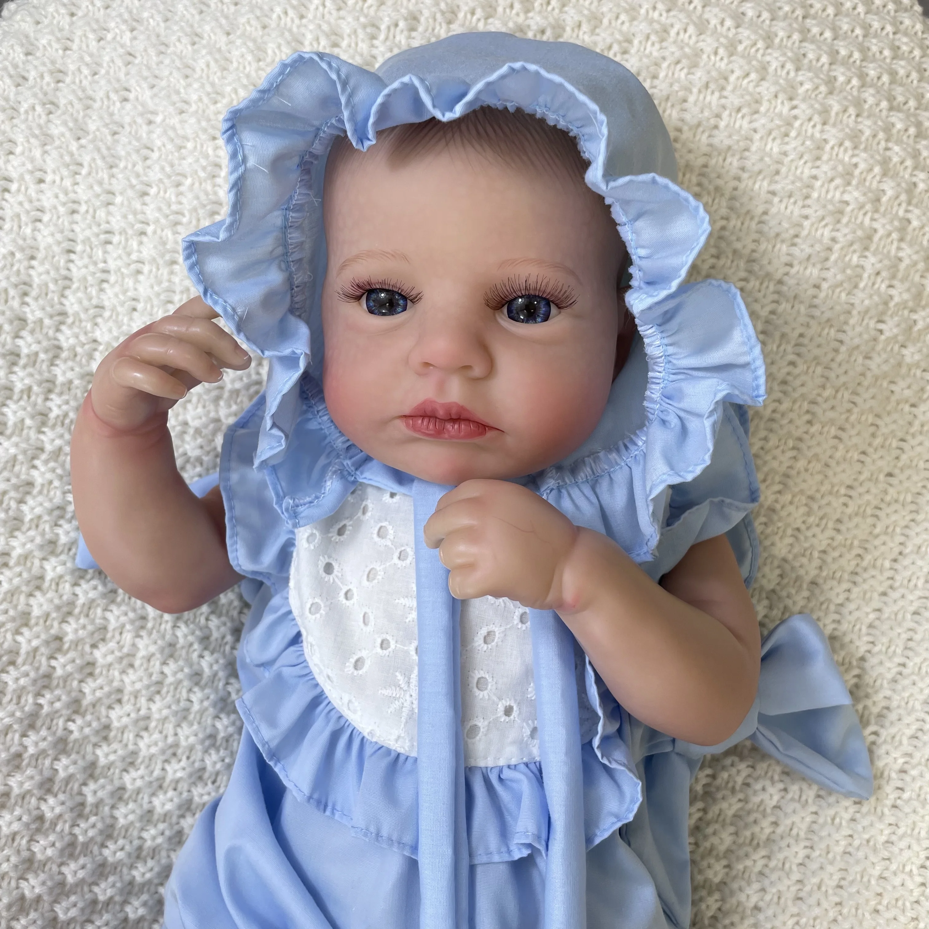 Muñeca reborn LouLou de 3D con ojos azules, princesa coleccionable - imagen 4