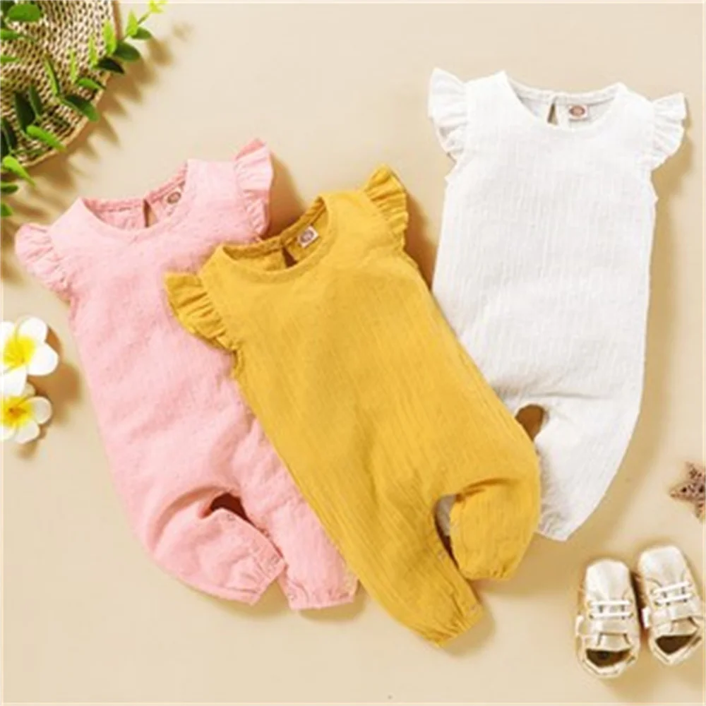 Pelele con volantes para bebé niña – Algodón suave para verano