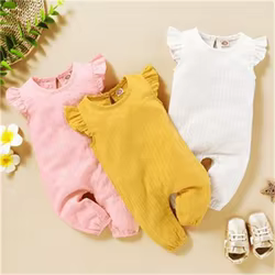 Pelele con volantes para bebé niña – Algodón suave para verano