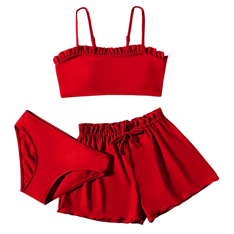 Bikini dos piezas con volantes para niña, traje de baño - imagen 4