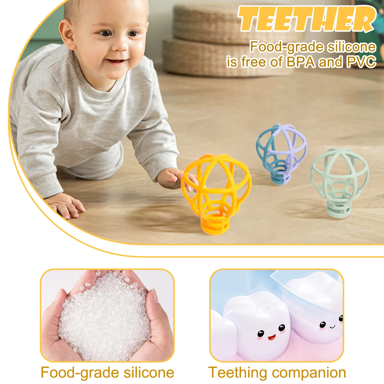 Dentición de silicona para bebé - Bola sensorial suave - imagen 3