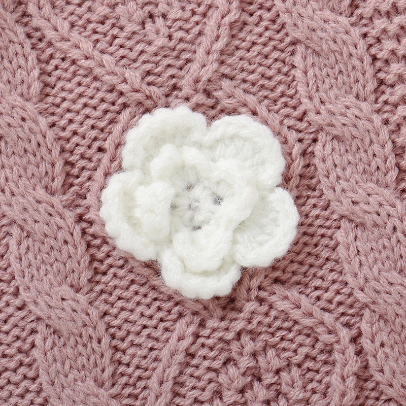 Mono de invierno para niña en punto rosa floral manga larga - imagen 3
