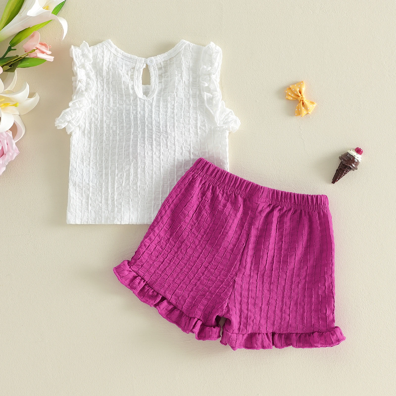 Conjunto de verano niña con volantes, camisola sin mangas y short - imagen 4