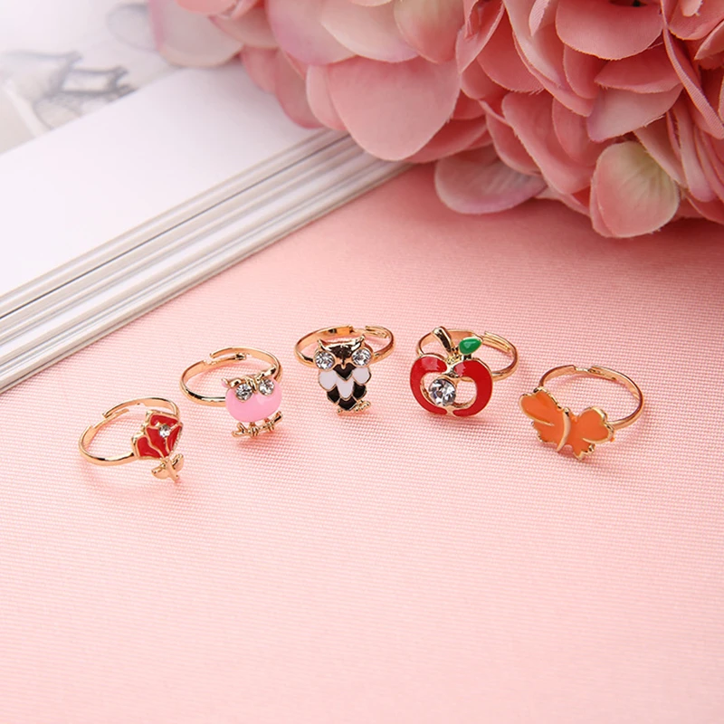 Anillos ajustables para niñas de aleación con flores – Estilo adorable