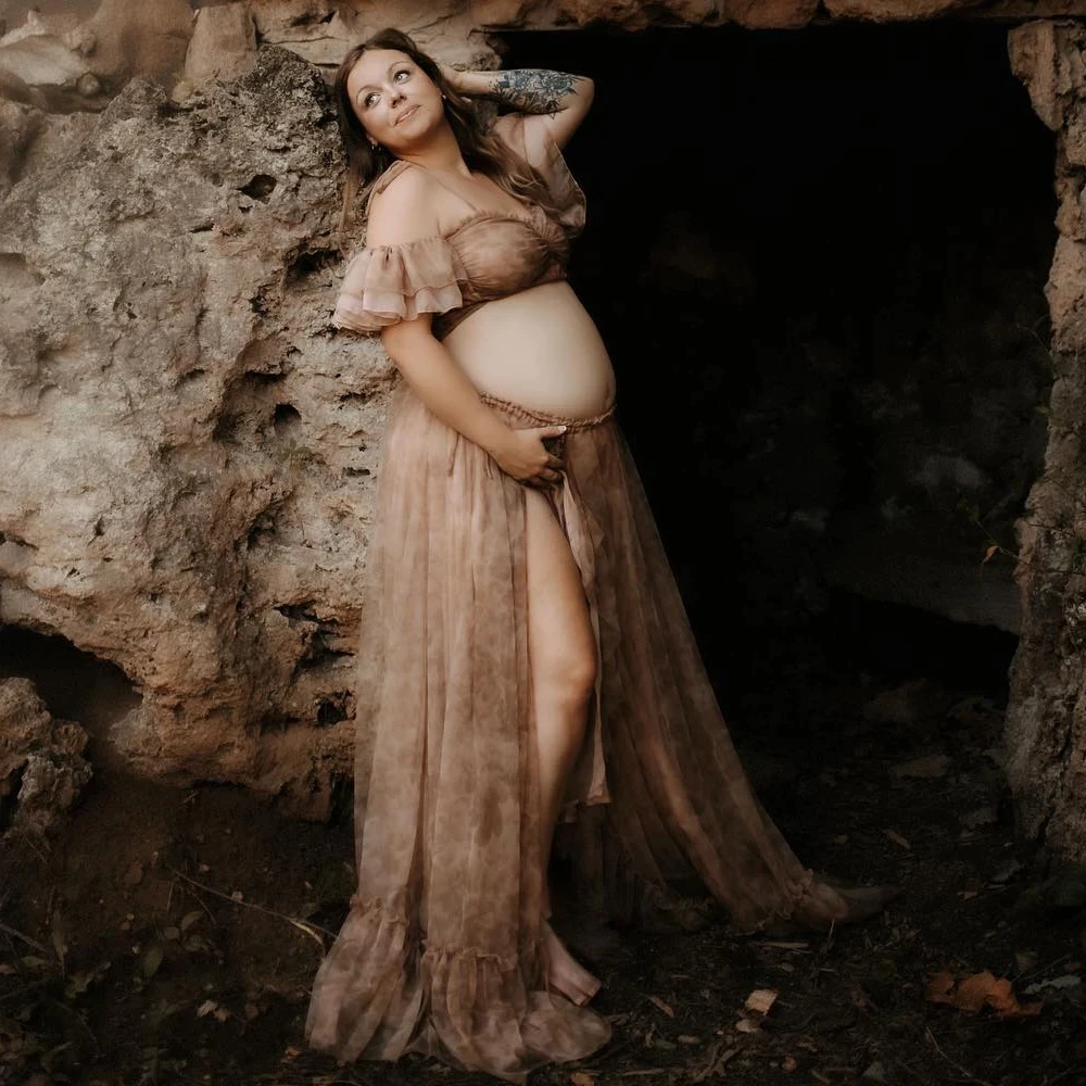 Vestido de maternidad bohemio de gasa para sesión de fotos - imagen 3