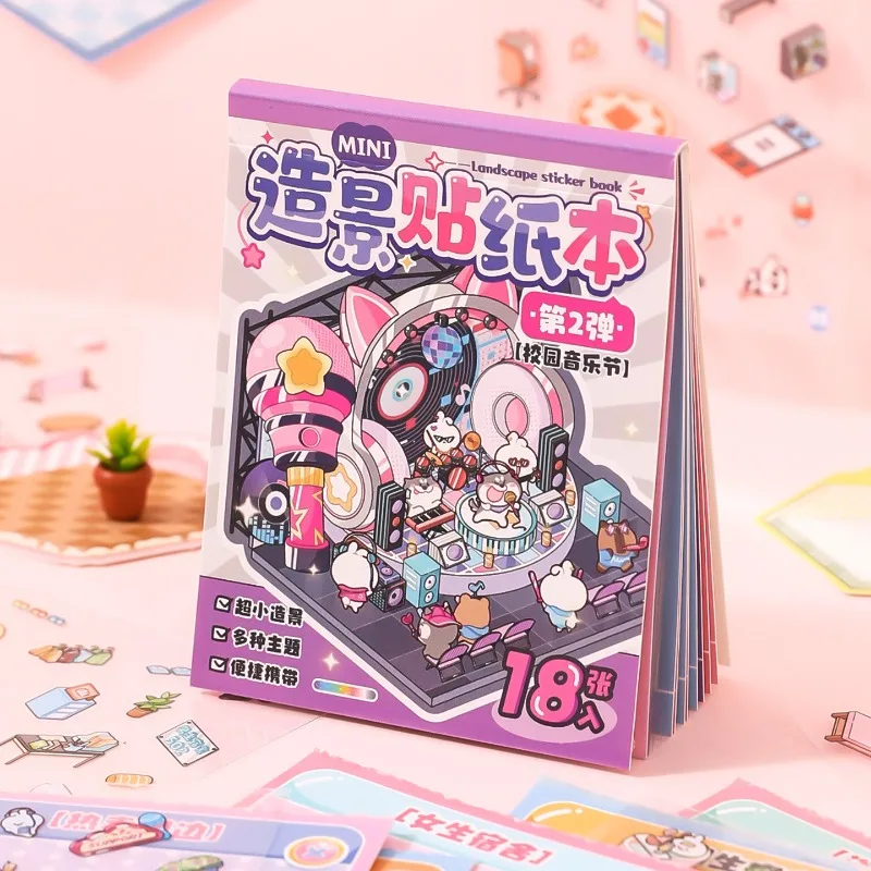 Libro de pegatinas 3D con paisajes de animales adorables - imagen 4