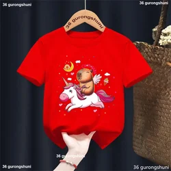 Camiseta de capibara con unicornio y ángel para niños