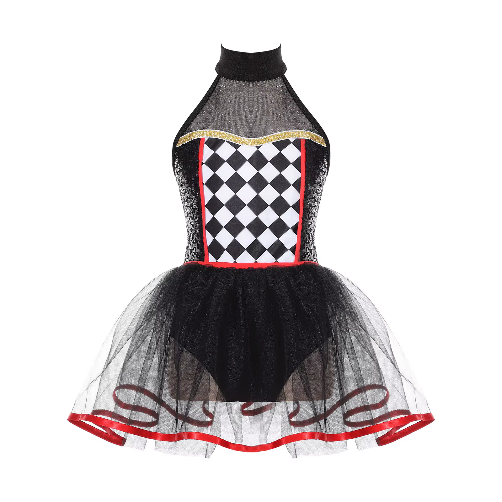 Cuello halter y diseño de payaso