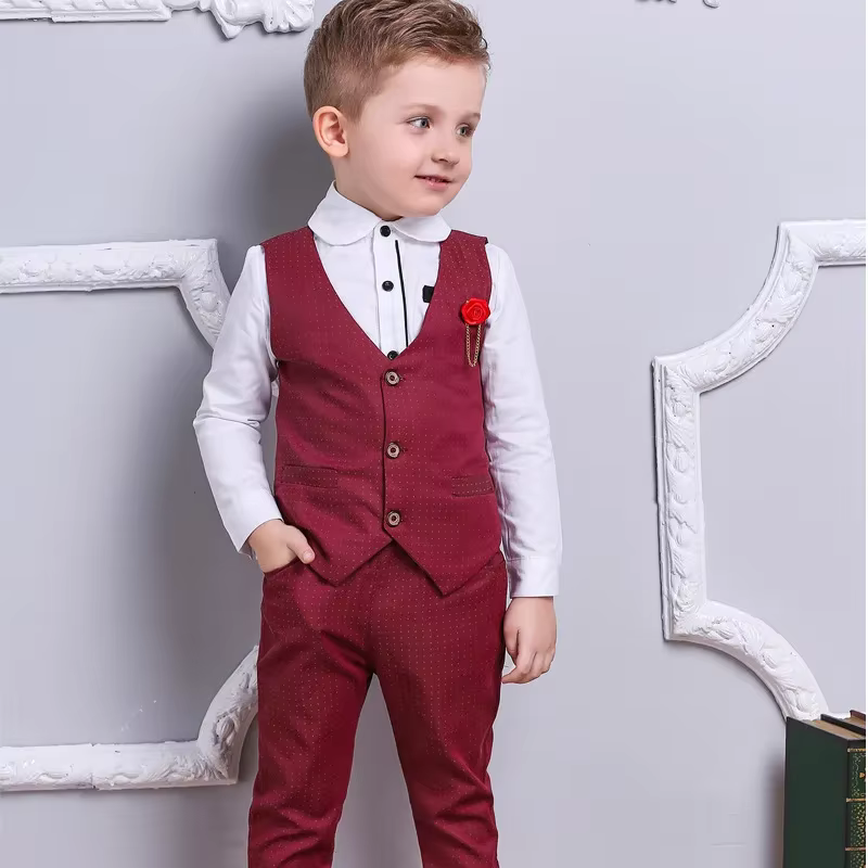 Traje para niño estilo coreano - camisa, chaleco y pantalón 100-140 cm
