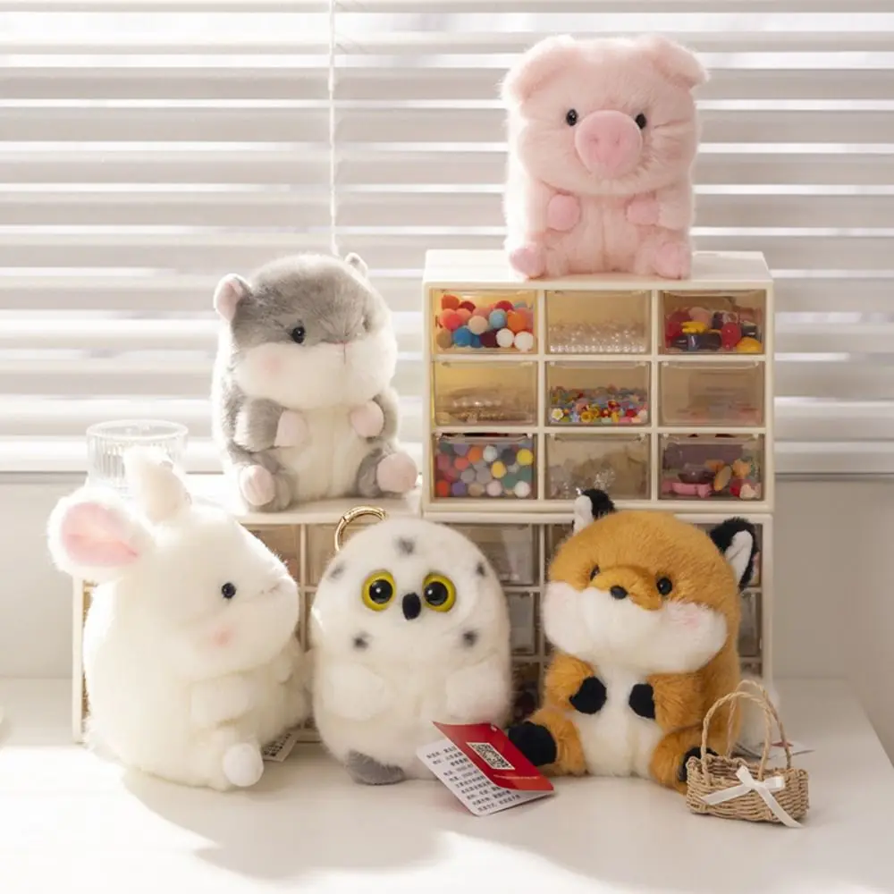 Llavero de peluche animales de dibujos animados con hamster y conejo - imagen 4