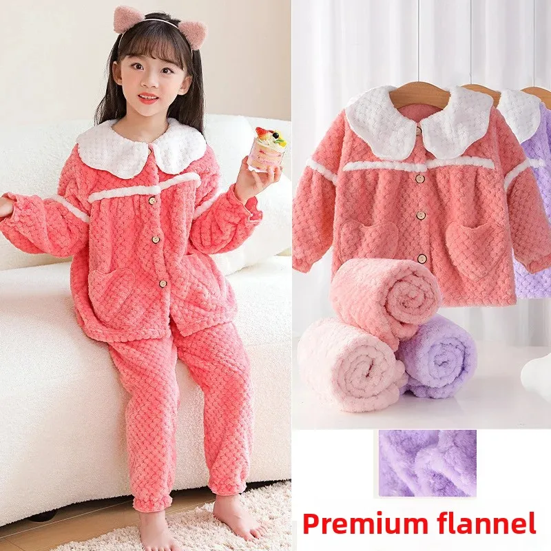 Pijama de franela infantil cálido para dormir en casa - imagen 5