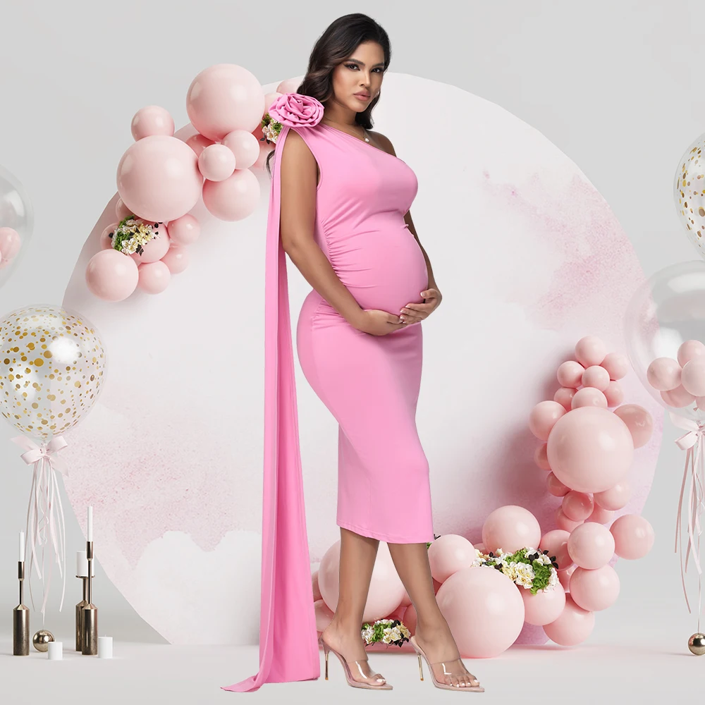 Vestido midi veraniego de un hombro con manga flotante floral 3D - imagen 5