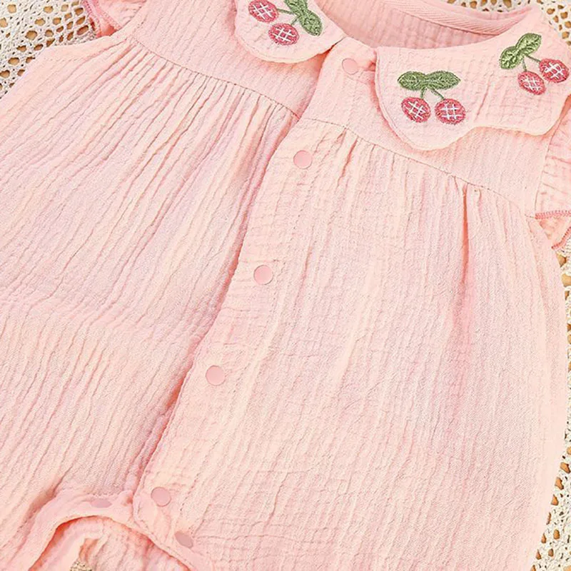 Mameluco de verano para niña con bordado y manga corta transpirable - imagen 5