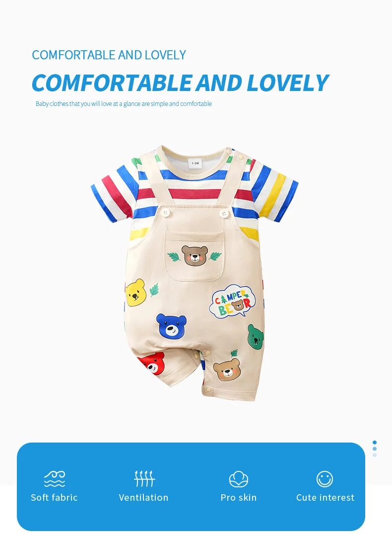 Mono infantil de una pieza con estampado de oso y detalles coloridos