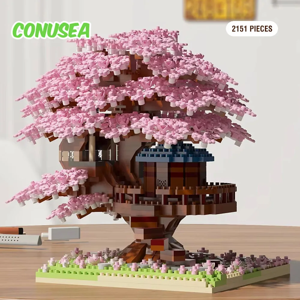 Microbloques de construcción con flores, árbol y casa para niños - imagen 3