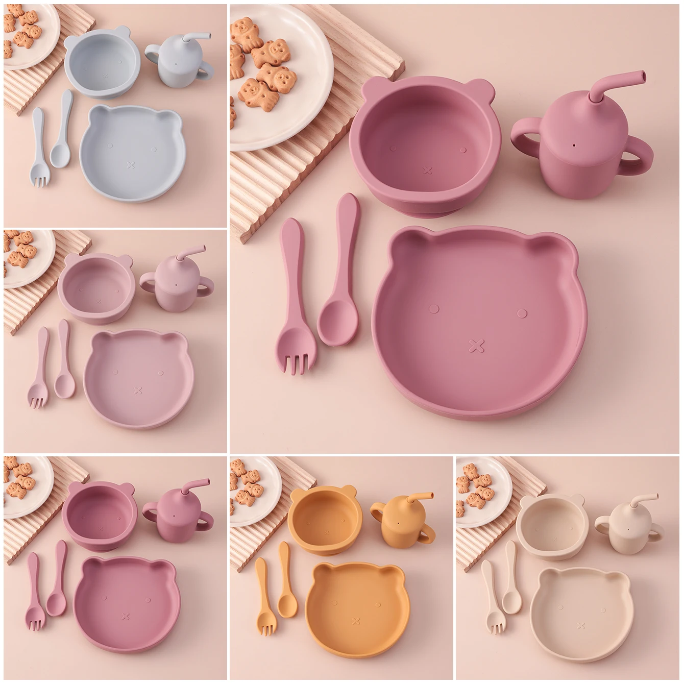 Dihes Set Vajilla Silicona Bebé con Plato, Cubiertos y Vaso - imagen 2