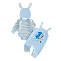 VISgogo Conjunto de Pascua para bebé niño con mameluco y gorro