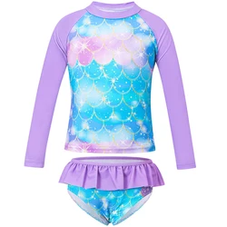 Traje de baño Tankini niña dos piezas manga larga unicornio sirena