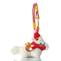 Llavero de peluche pony con bufanda roja, estilo kawaii para coche