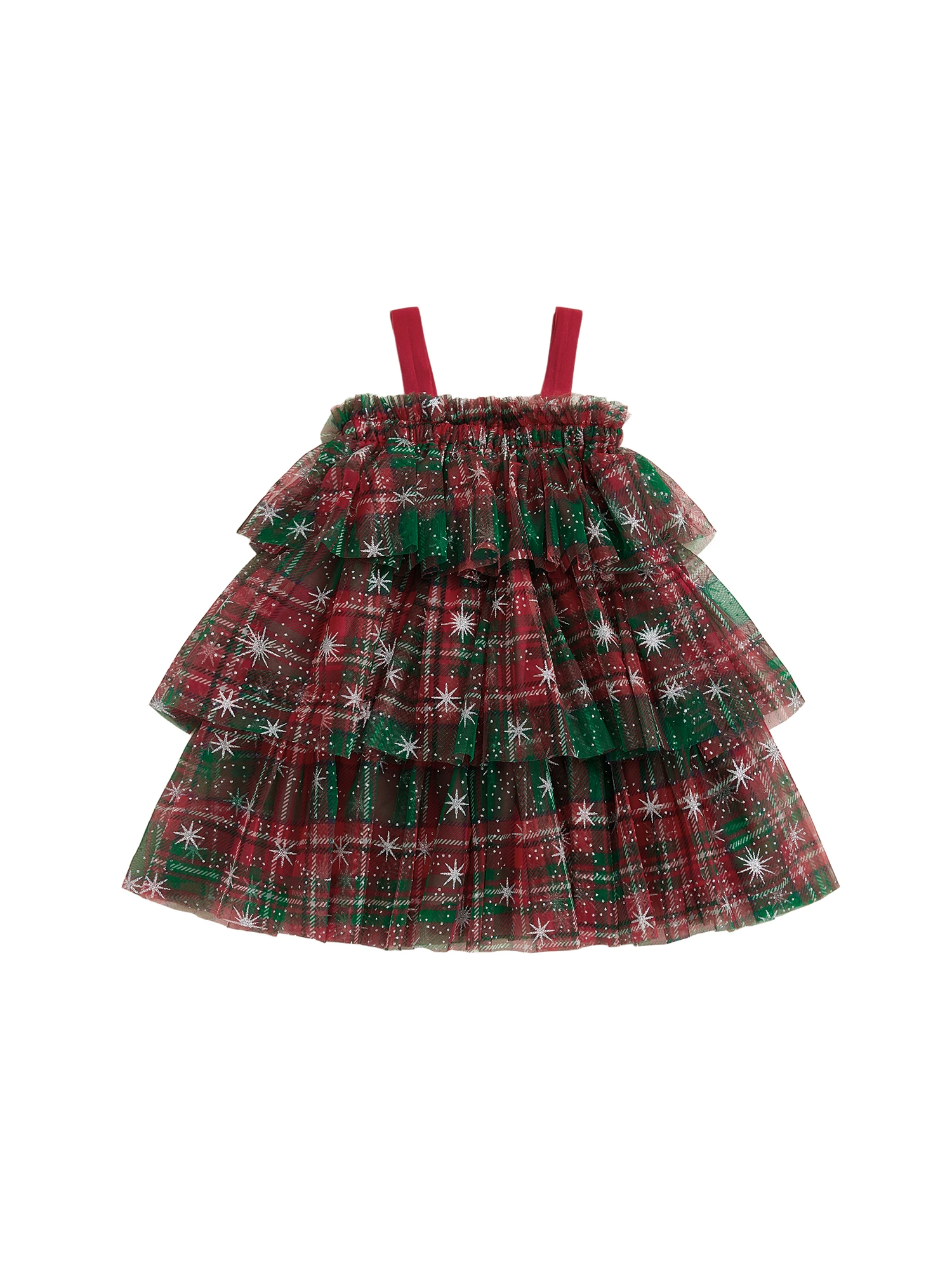 Vestido de tul escalonado multicolor