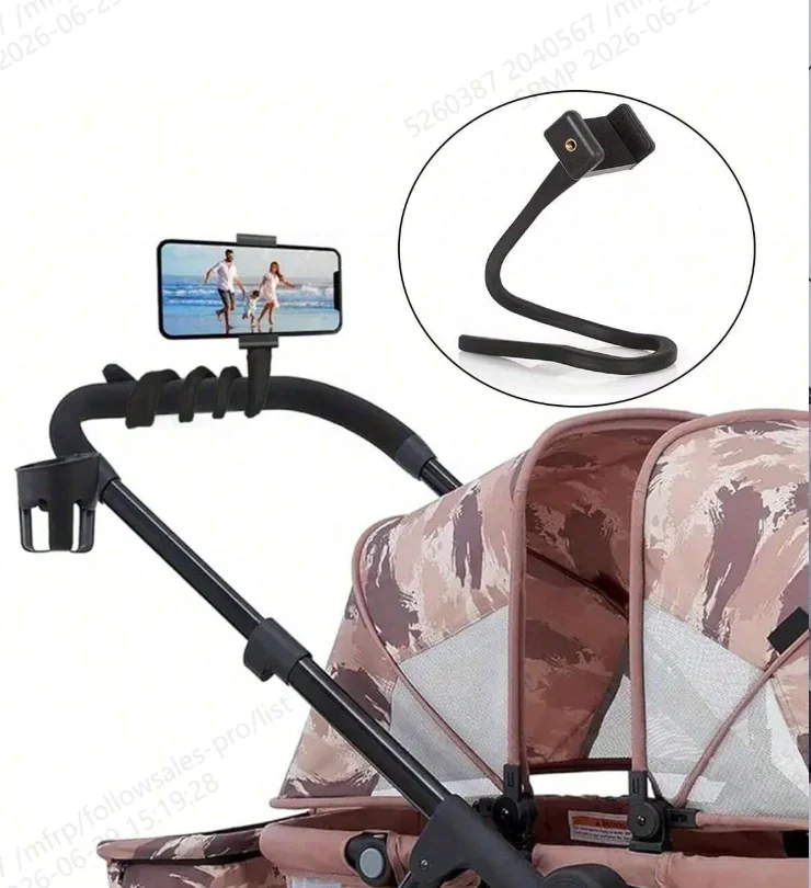 Soporte extensible para móvil en cochecito con abrazadera universal - imagen 5