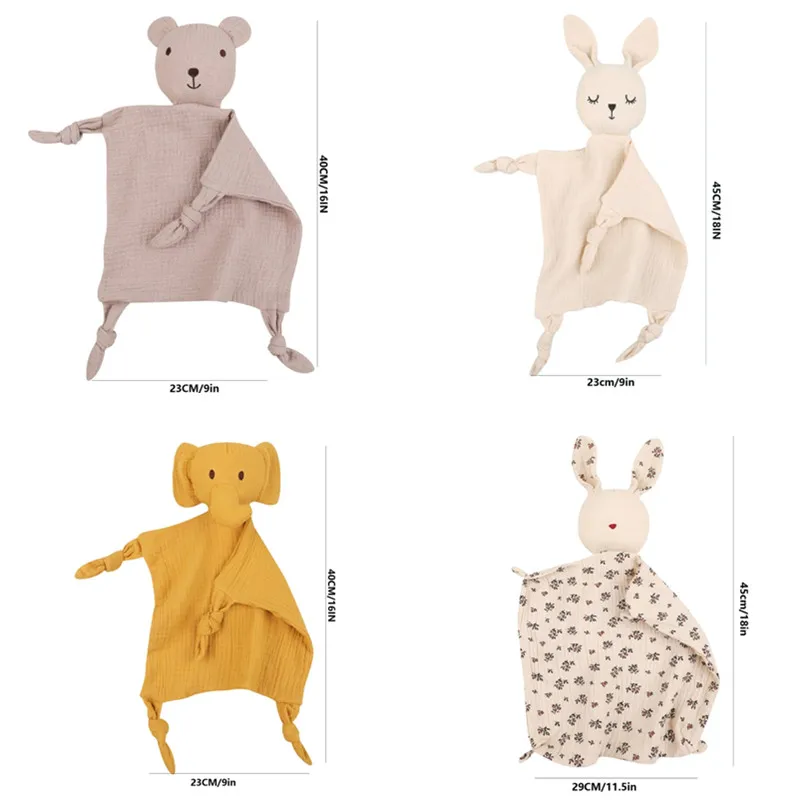 Toalla de gasa con estampado de orejas de conejo en tonos neutros