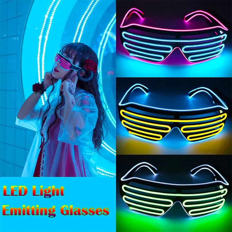Gafas de carnaval con luces estilo DJ y brillo para fiesta nocturna - imagen 3