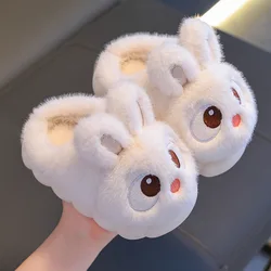 Zapatillas interiores antideslizantes cálidas con conejo para niños
