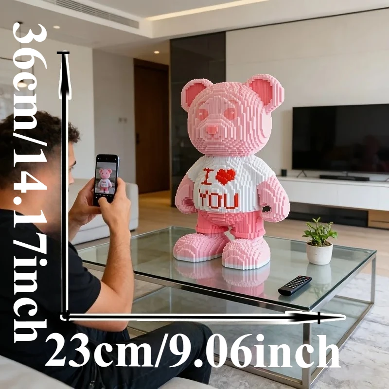 Rompecabezas 3D de oso con corazón rosa para habitación infantil - imagen 5