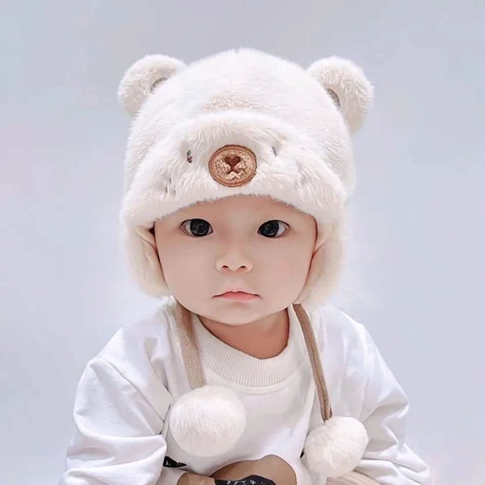 Gorros infantiles de felpa con orejeras – Invierno cálido para bebé - imagen 3
