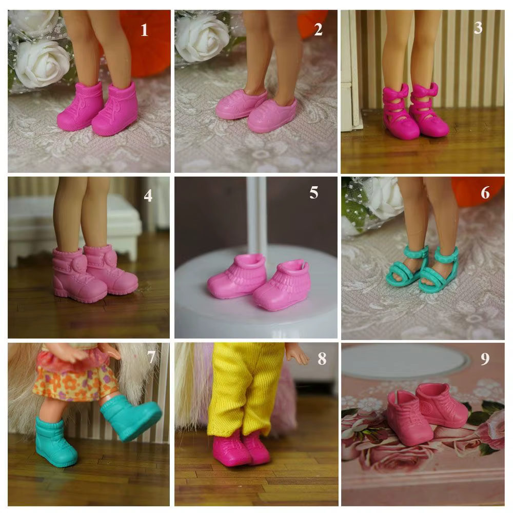 Botas de tacón alto coloridas para muñeca