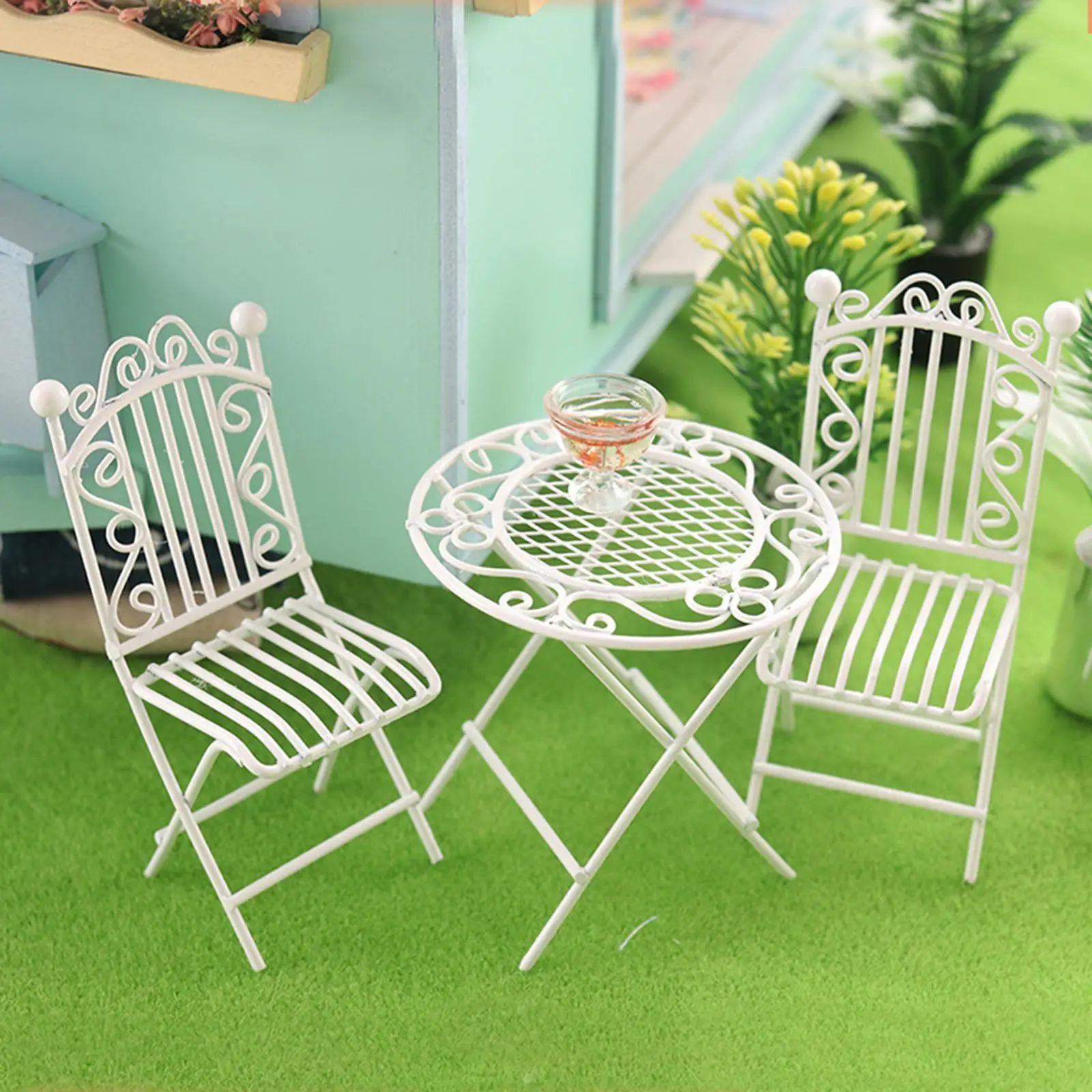Mesa y sillas en miniatura estilo europeo para casa de muñecas - imagen 2