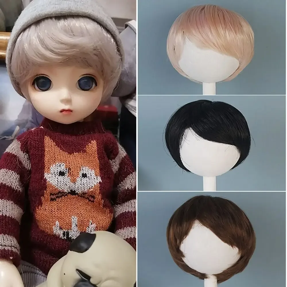Peluca para muñeca BJD/SD multicolor pelo corto liso fibra resistente - imagen 2