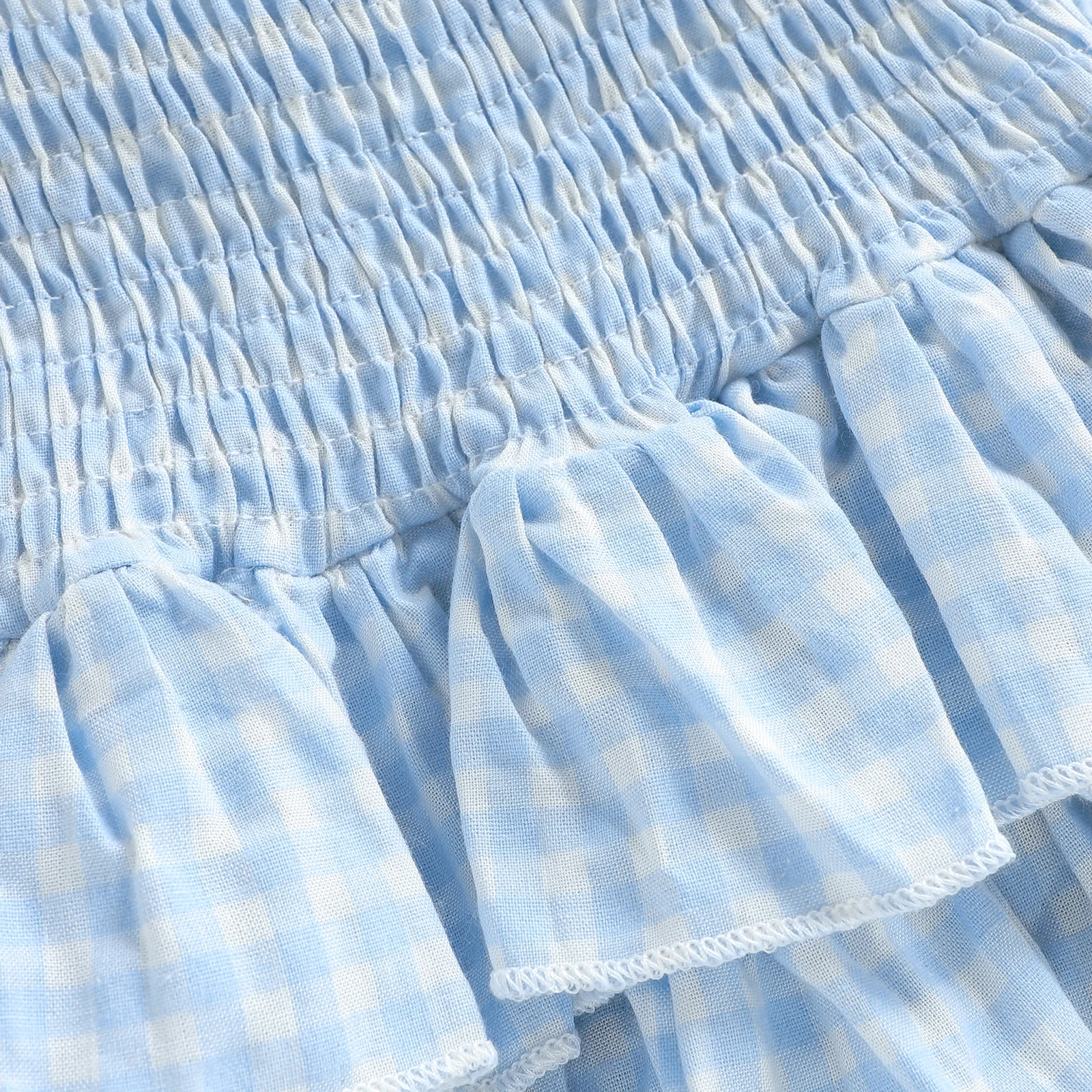 Tregren vestido mameluco sin mangas de verano con cuadros y volantes - imagen 3