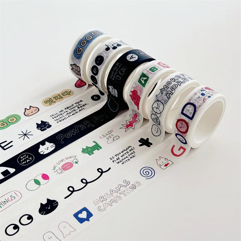 Cinta washi adhesiva decorativa con diseño graffiti para manualidades - imagen 4