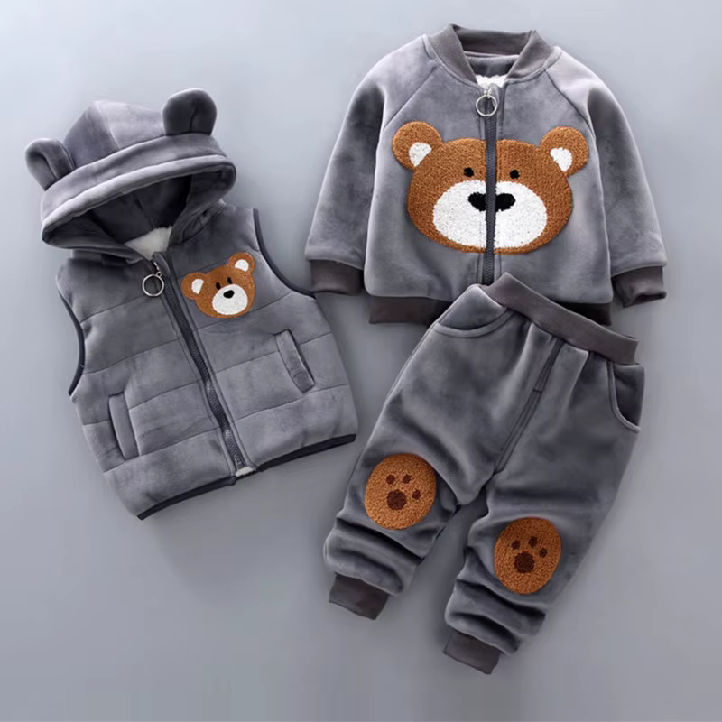 Conjunto infantil otoño-invierno sudadera con capucha y chaleco cálido