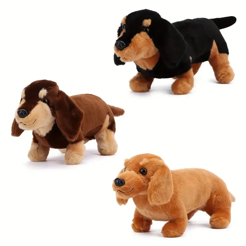 Peluche perro salchicha Black & Tan realista Donlas para niños - imagen 5
