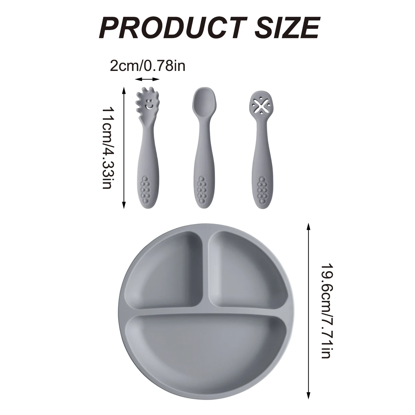 Juego alimentación bebé silicona plato succión utensilios entrenamiento