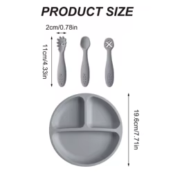 Juego alimentación bebé silicona plato succión utensilios entrenamiento