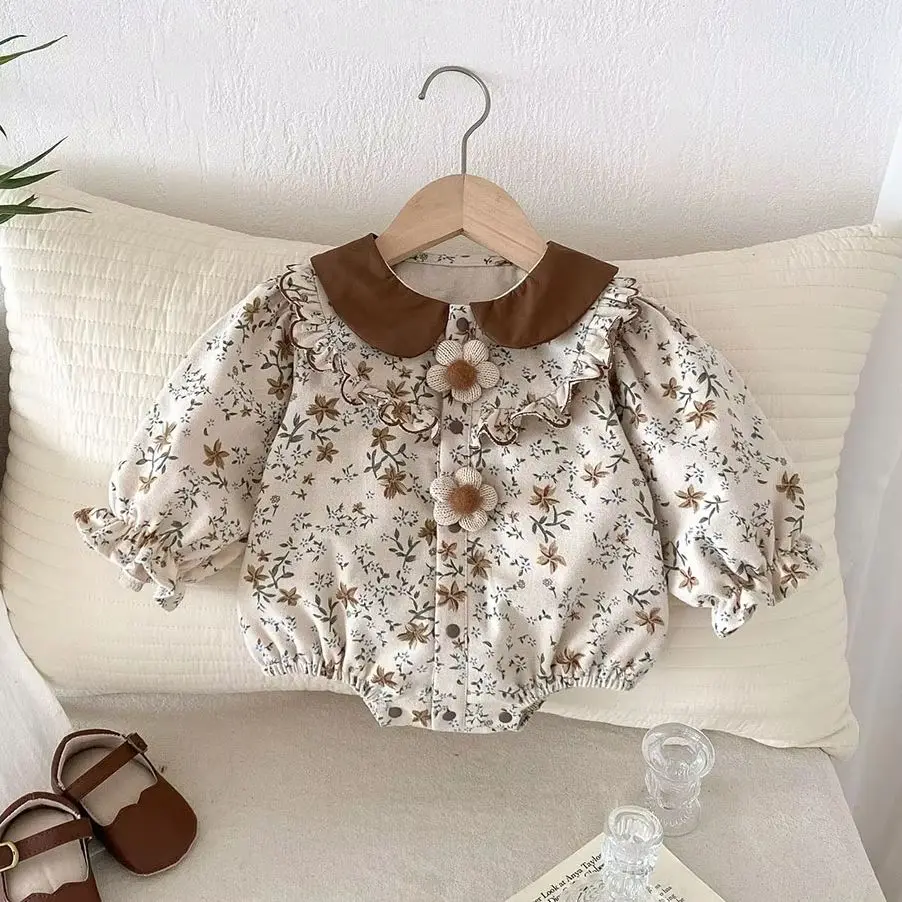 Body bebé de una pieza con estampado floral estilo retro primavera - imagen 4