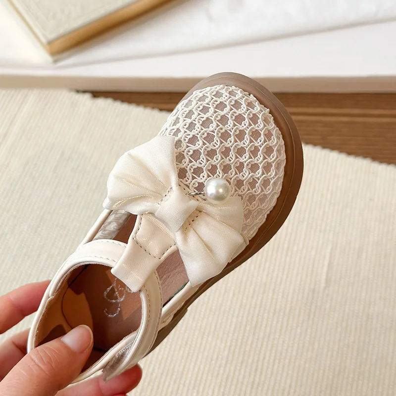 Zapatos de princesa para niñas con lazo retro antideslizantes suaves - imagen 3