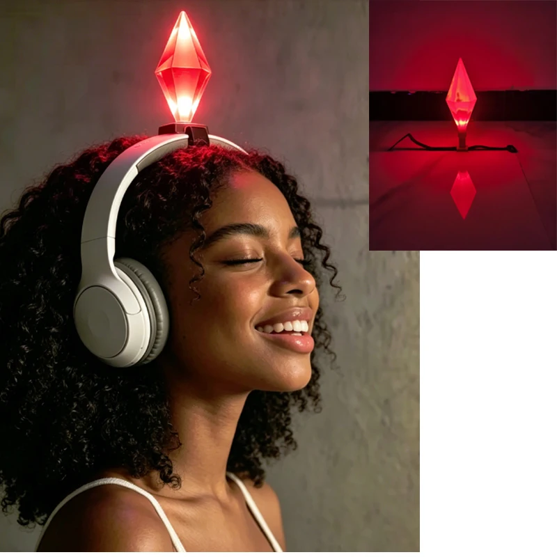 Luz LED RGB con clip de cristal brillante para auriculares gaming - imagen 3